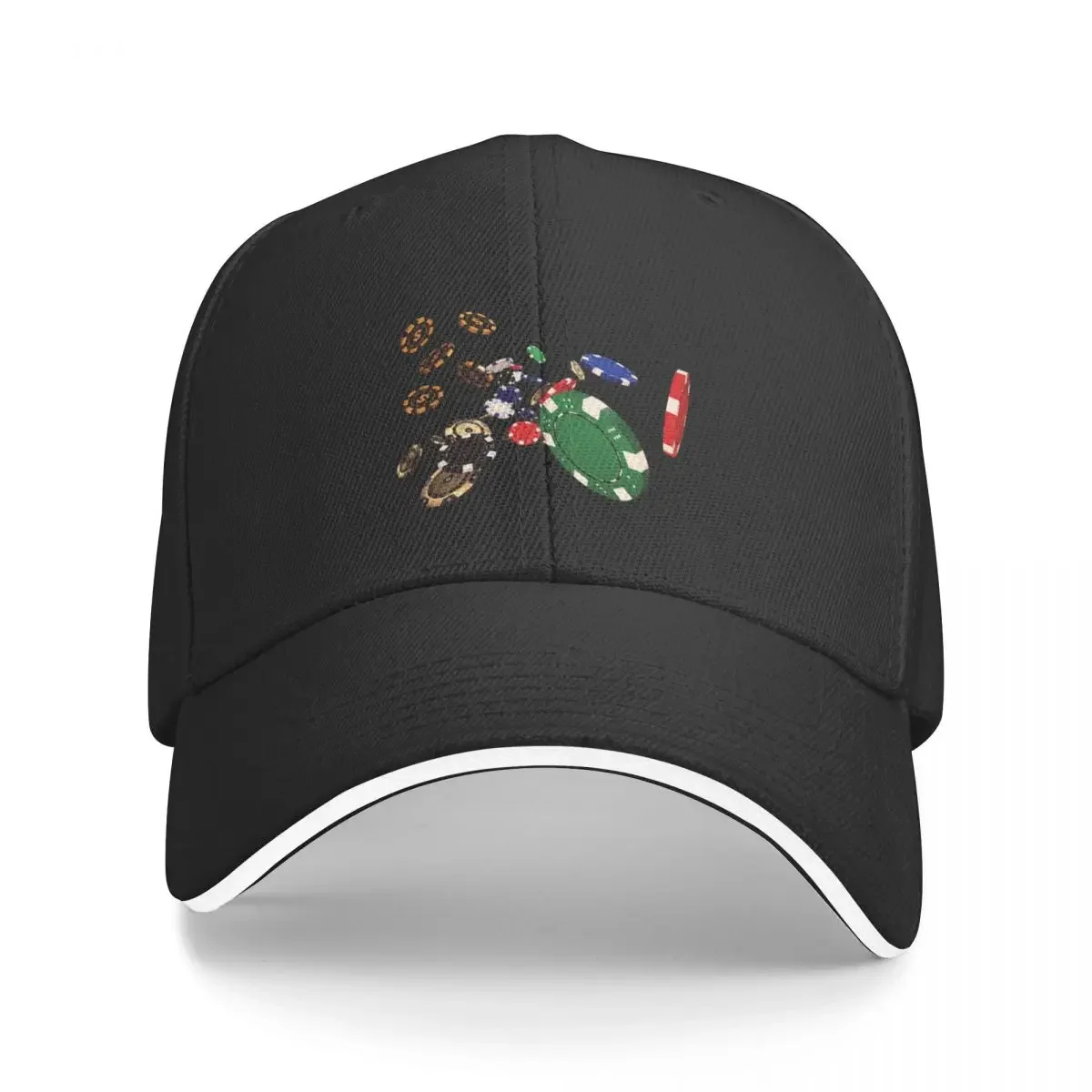 

Bunch of Poker Chips And Play Money With 3D Effect Baseball Cap Big Size Hat New In Hat Golf Hat Man Women's Beach Visor Men's