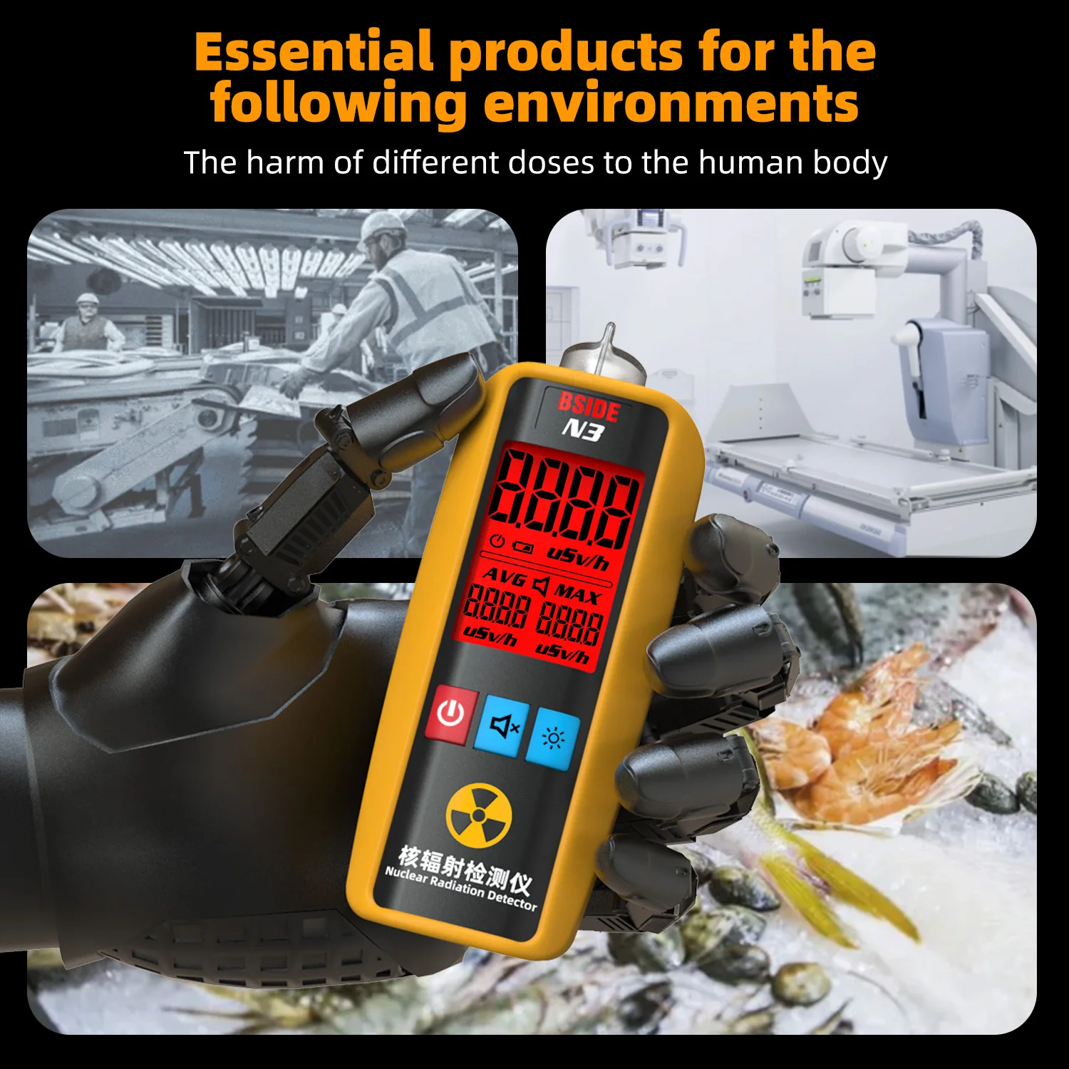 Contatore Geiger Rilevatore Di Radiazioni Nucleari Raggi X Y-Ray Beta-Ray Rivelatore Gamma Geiger Contatore Dosimetro Personale Tester Per Marmo