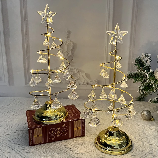 Lampe LED en cristal pour décoration de noël, arbre de noël, veilleuse,  ornements, lumières féeriques, décor de Table, cadeau de noël - AliExpress