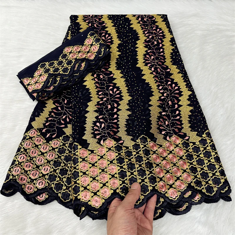 

7 yard With Scarf Swiss lace fabric latest Dry lace embroidery African 100% cotton fabrics Swiss voile lace Dubai style 9L91801