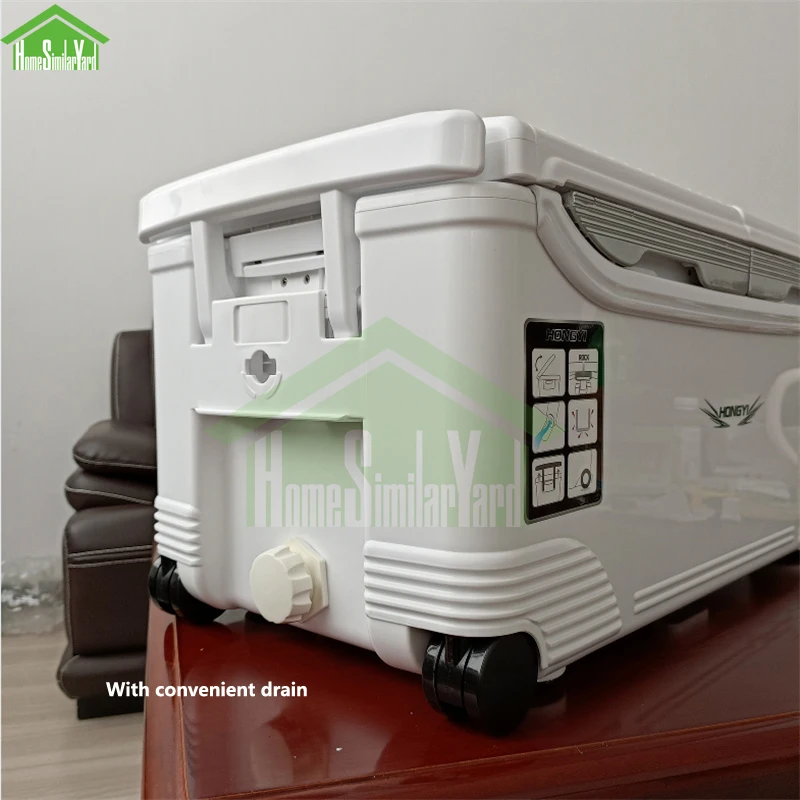 32L 48L Camping Cooler Box Picnic Fishing Large Painting Keep Cold Trolley Box 24-72H High Performance Insulation Food Storage