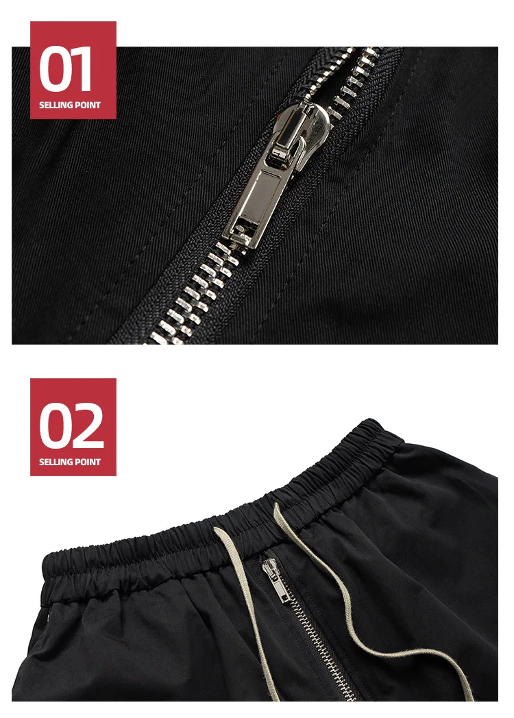 MIJKO Side Split Boxing Shorts Mens Elastic Waist Black Drawstring Five Quarter Pants 4