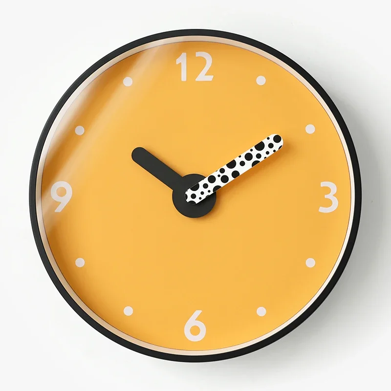Round Metal Wall Clock Silent Cute Wall clock Orange  