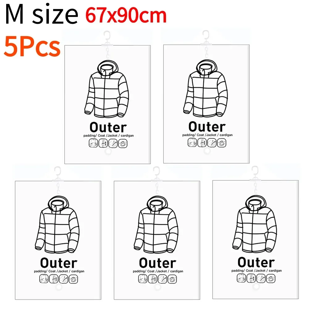 Transparent Vacuum Storage Bag for Clothes and Coats - Dustproof Organizer with Air Pump