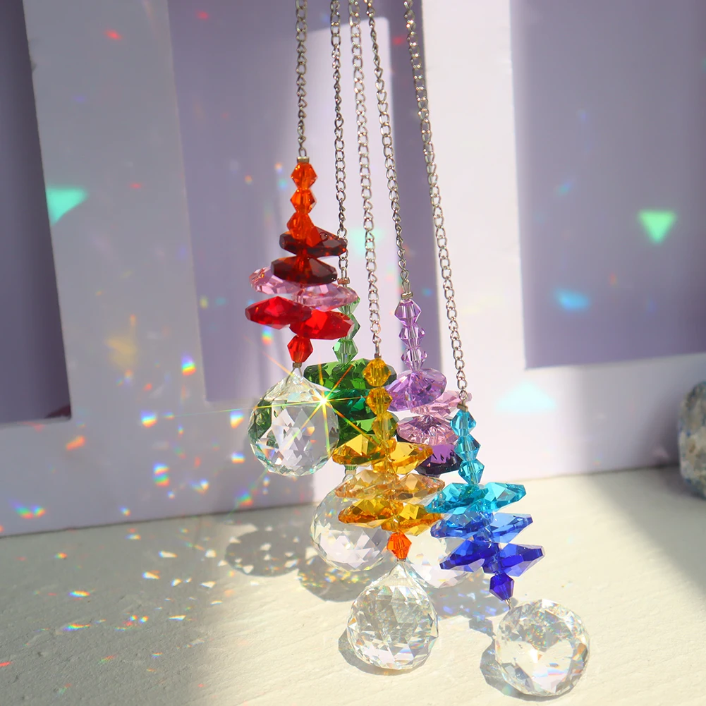Suncatcher Crystal Wind Chimes Pendant Hexagon Diamond Prisms Hanging Rainbow Chaser Lighting Window Curtain Ornament Home Decor sun catcher crystal pendant sun catchers window ornament