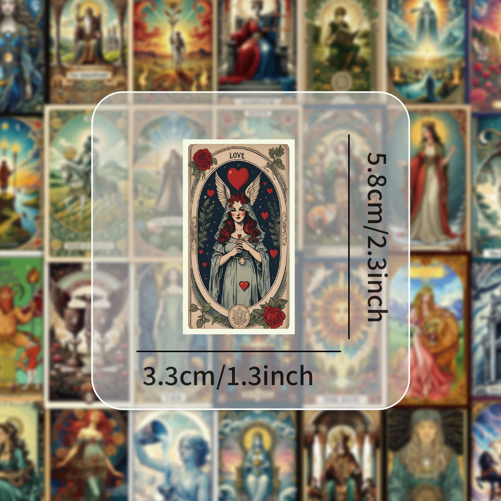 48/96개 직사각형 타로 아트 스티커, 퇴색 방지 두꺼운 재질, 휴대폰, 노트북, 기타, 헬멧, 자동차 분위기 장식 데칼