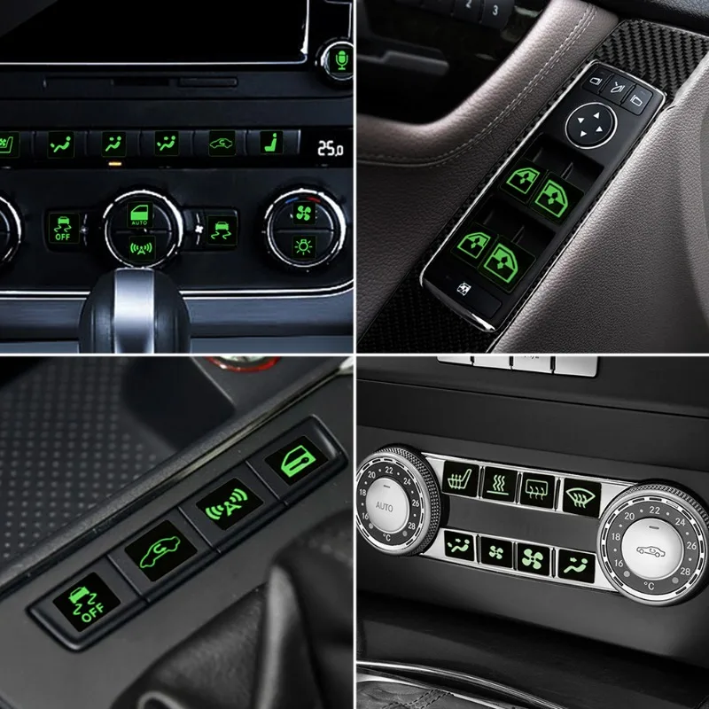 Adesivi Fluorescenti Per Pulsanti Auto (Set Da 3) – Luminosi Al Buio Per Finestrini, Decorazione Interni Auto Universale