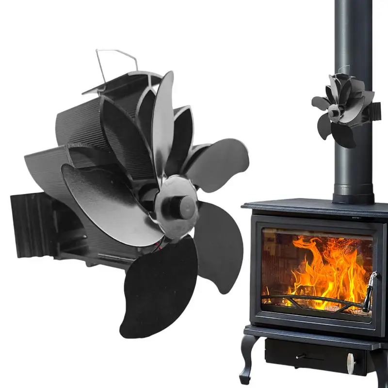 Heat Powered Wood Stove Fan Wood Fireplace Fan Heat Powered 5 Leaves Heater Stove Silent For Home Log Burner Fireplace