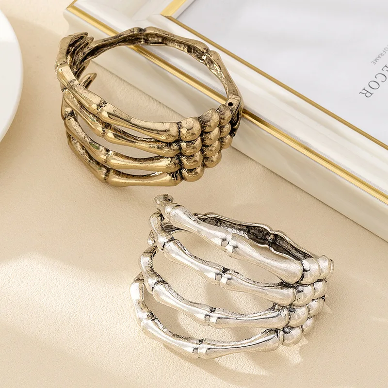 Punk Dark Skull Ghost Claw Bracelet for Women Vintage Trendy Goth Men's Personality Hip-hop Bangles Halloween Gift 2