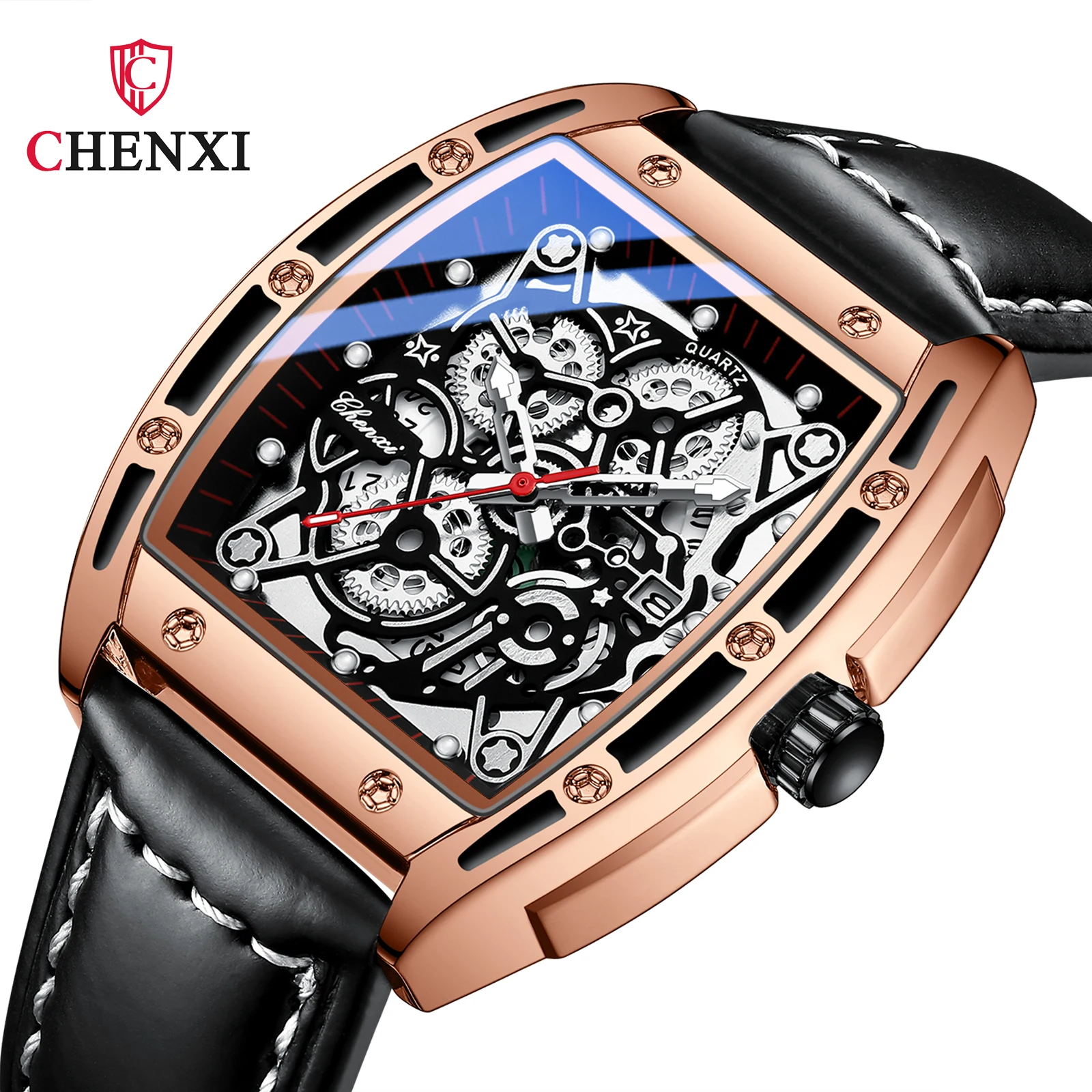 

CHENXI High Quality Men Watch Luxury Casual Waterproof Luminous Chronograph Quartz Watches For Man Date Leather Wristwatch clock