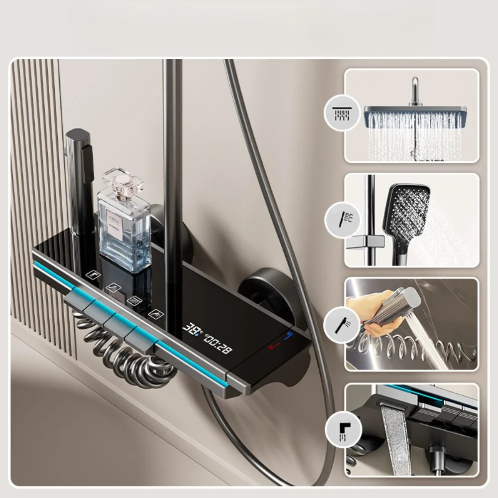 ครัวเรือนเลือกจอแสดงผลดิจิตอลชุดฝักบัวอัจฉริยะฝักบัวแรงดันอากาศ 1