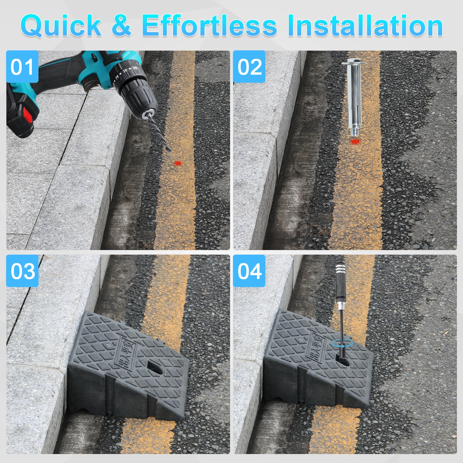 25*27*13CM Portable Lightweight Curb Ramps Heavy Duty Plastic Threshold Ramp Kit For Car Trailer Truck Bike Motorcycle