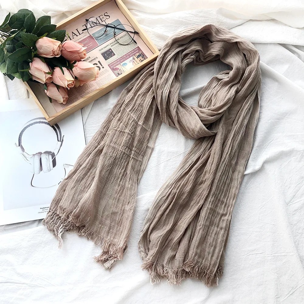 Knitted Cashmere Tactical Fleece Polar Fleece Scarf Prayer Shawl Men Autumn Winter Fashion Striped Cotton Linen Scarves Warm Pashmina Neckerchief Short Tassel