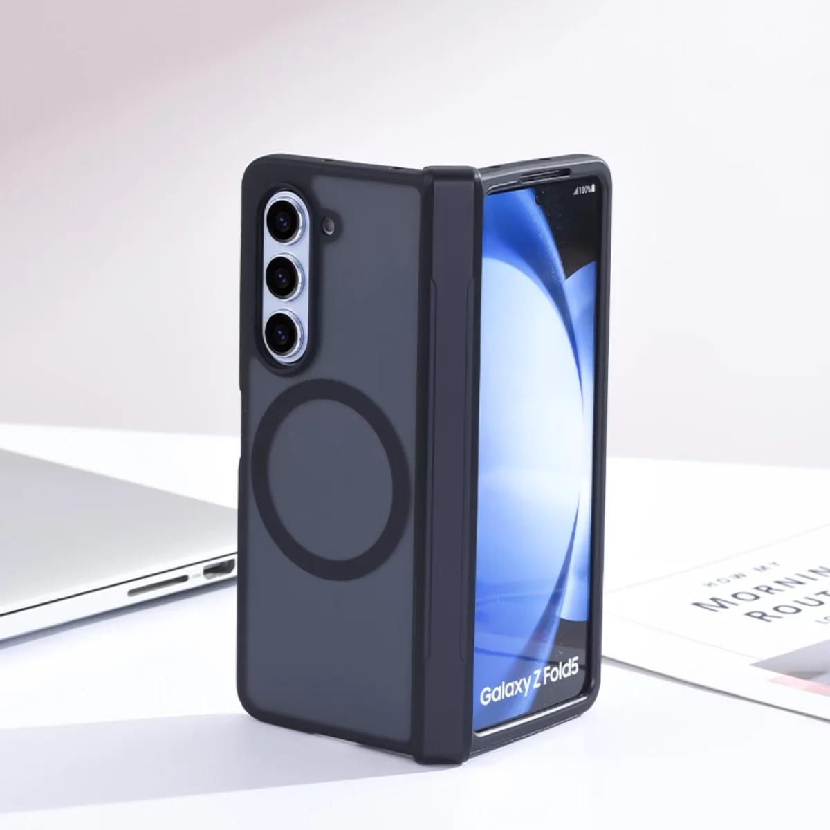 For Samsung Galaxy Z Fold 5 4 Magsafe Case Skin Friendly Matte Soft Silicone Folding Hinge Magnetic Wireless Charging Back Cover