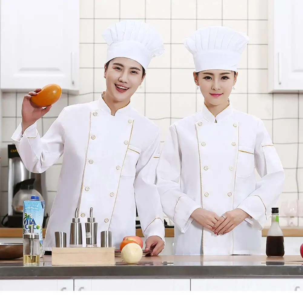 Men's Women's Chef Jacket Long Sleeve Chef Shirt Bakery Restaurant Waiter Uniform Tops
