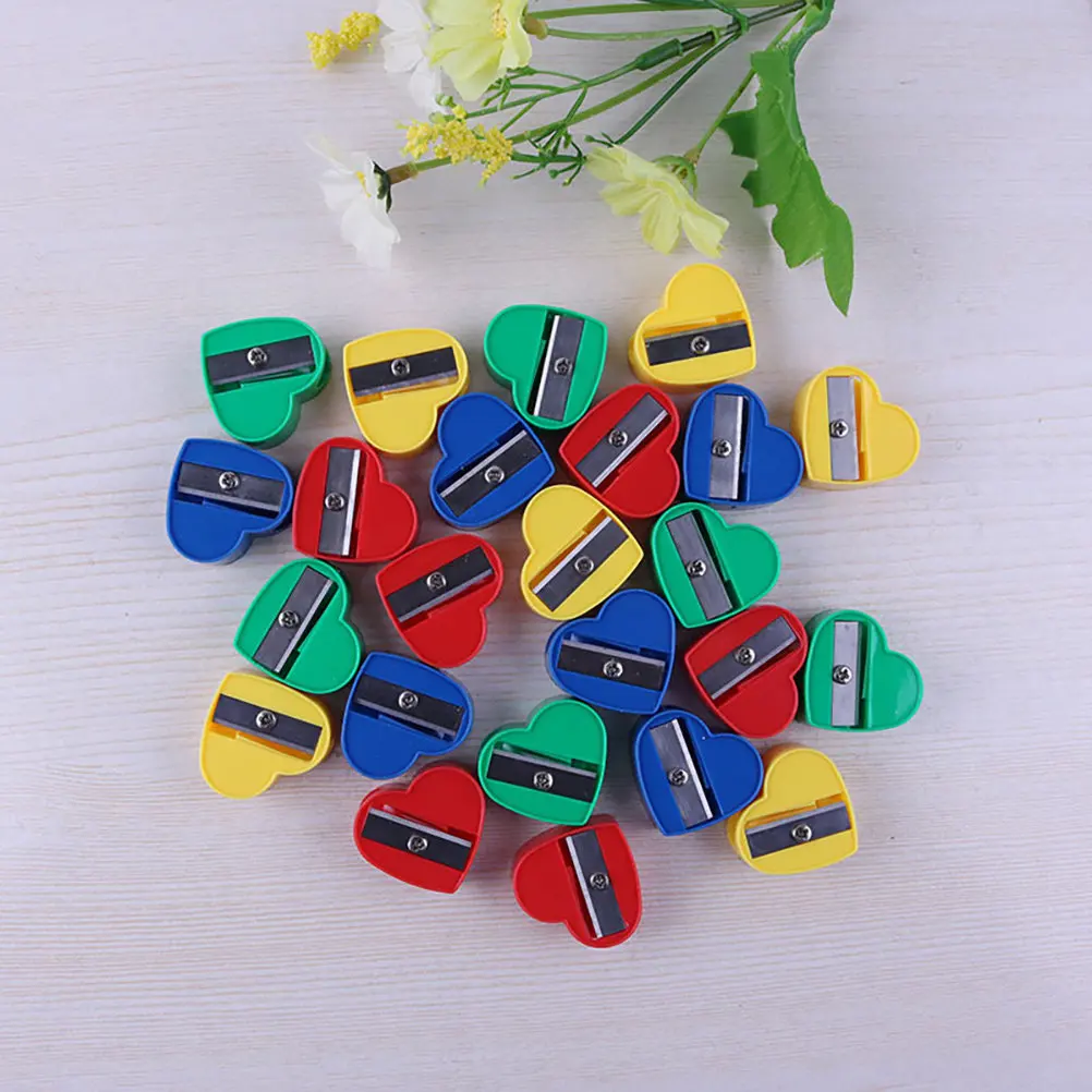40Pcs Lightweight Heart Design Pencil Sharpener Manual for Premium ABS Metal Blade Compact Bulk School Supplies Classroom 1
