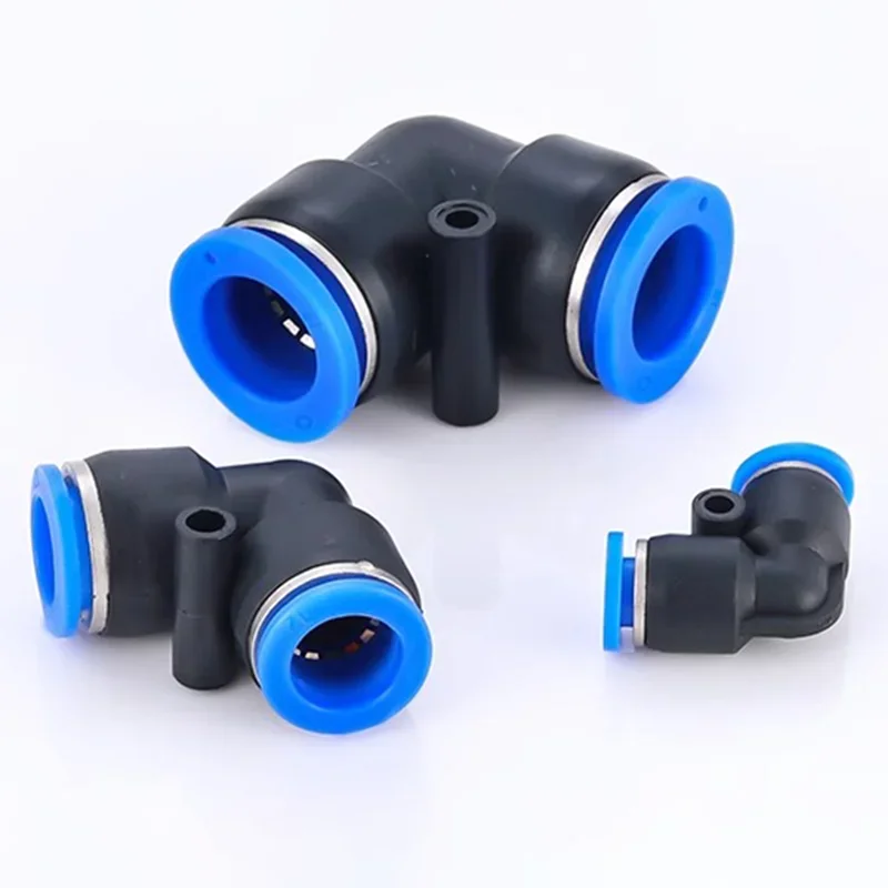 20PCS PV Pneumatic Quick Fitting Elbow Plastic Air Parts Pipe Push In Water Quick Connector 2 Way 4mm 6mm 8mm 10mm air intake kit cable hub pressure fitting kit