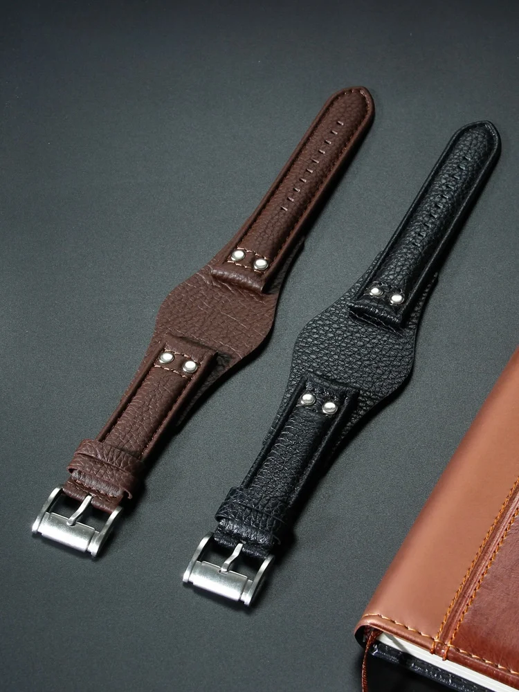Men's Retro Style Genuine Leather Watch Strap, 22mm, Comfortable Wristband