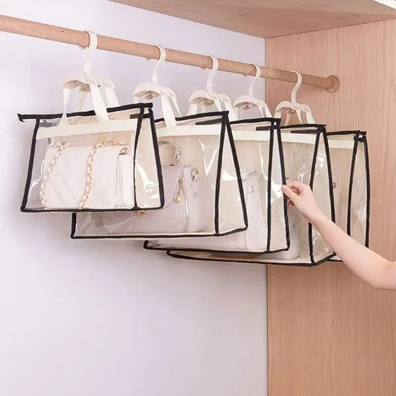 Moistureproof Dust-proof Wardrobe Closet Hanging Storage Bag Transparent Sundry Shoe Purse Organizer Handbag