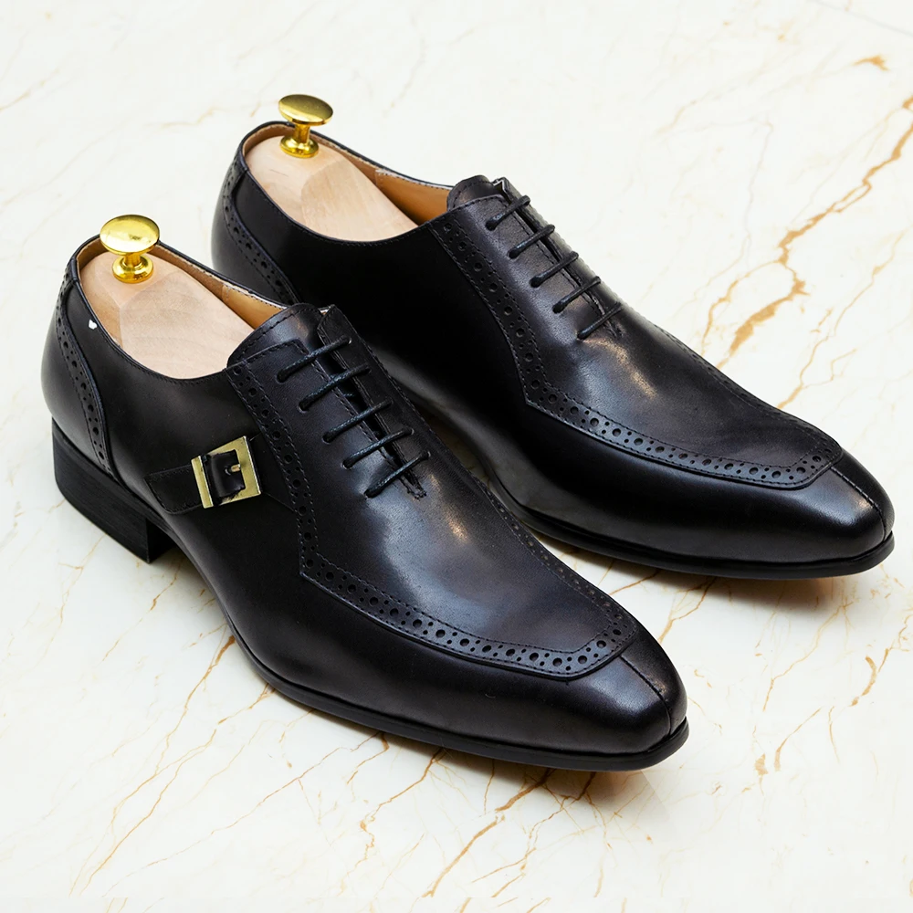 Size 6 To 13 Mens Dress Shoes Genuine Leather Pointed Toe Lace Up