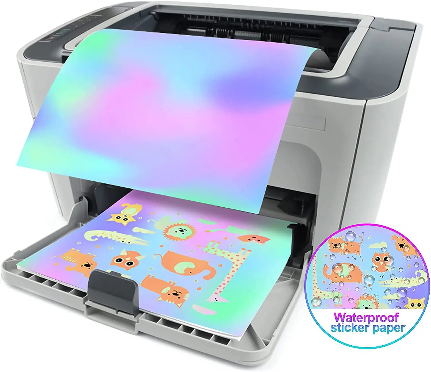 50 Sheets Holographic Paper A4 Vinyl Sticker Printable Label Self Adhesive Paper Sticker Waterproof Laser Color for Inkjet Print