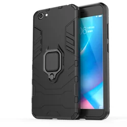Durable Shockproof Phone Case with Ring Stand for VIVO Y35 5G (Black)
