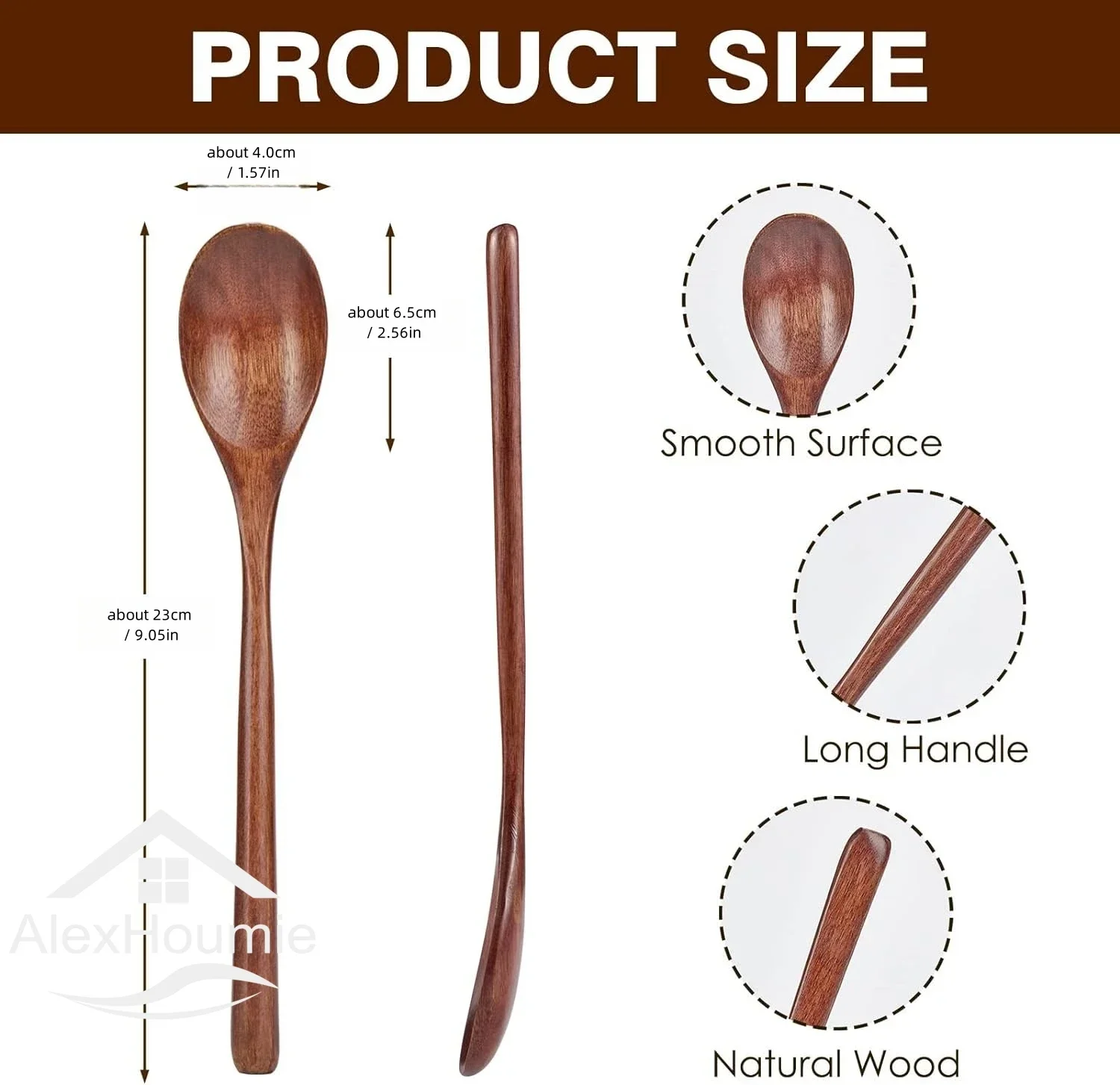 Pack of 6 Japanese-Style Natural Wooden Spoon Set Mixing Stirring Coffee Spoon Eco Friendly Table Soup Tableware Honey Spoon