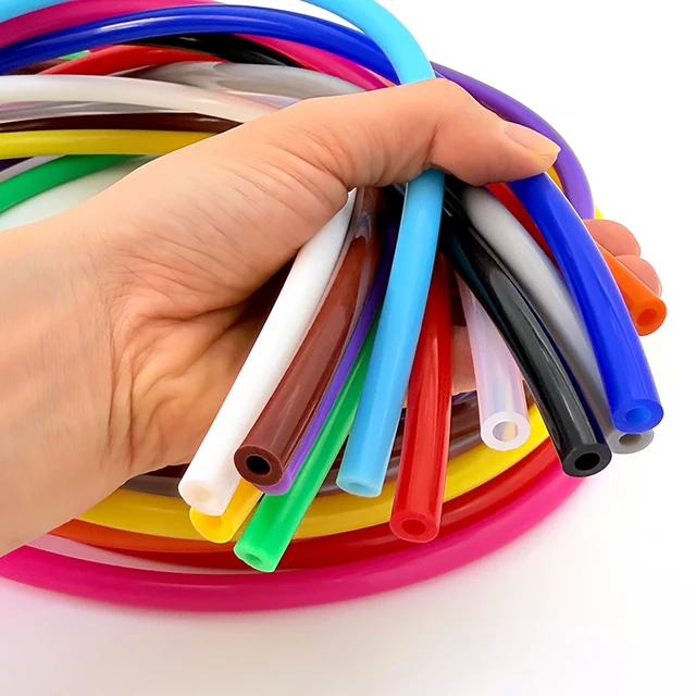 ท่อซิลิโคนเกรดอาหารสีสันสดใส 2 เมตร OD 4-16 มม. ทนความร้อนและความเย็น ยืดหยุ่น ปลอดสารพิษ สำหรับเชื่อมต่อเครื่องดื่มและน้ำประปา 1