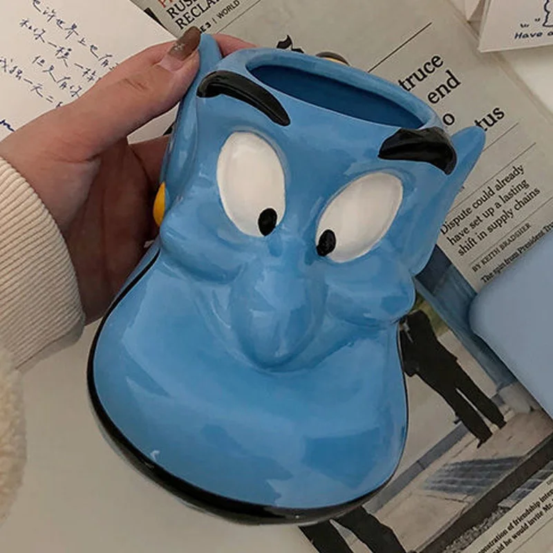 Disney Anime Aladin E La Lampada Magica Genie Action Figure Toys Tazza Di Ceramica Divertente Cartone Animato Creativo Genie Cup Regali Per Bambini Ra