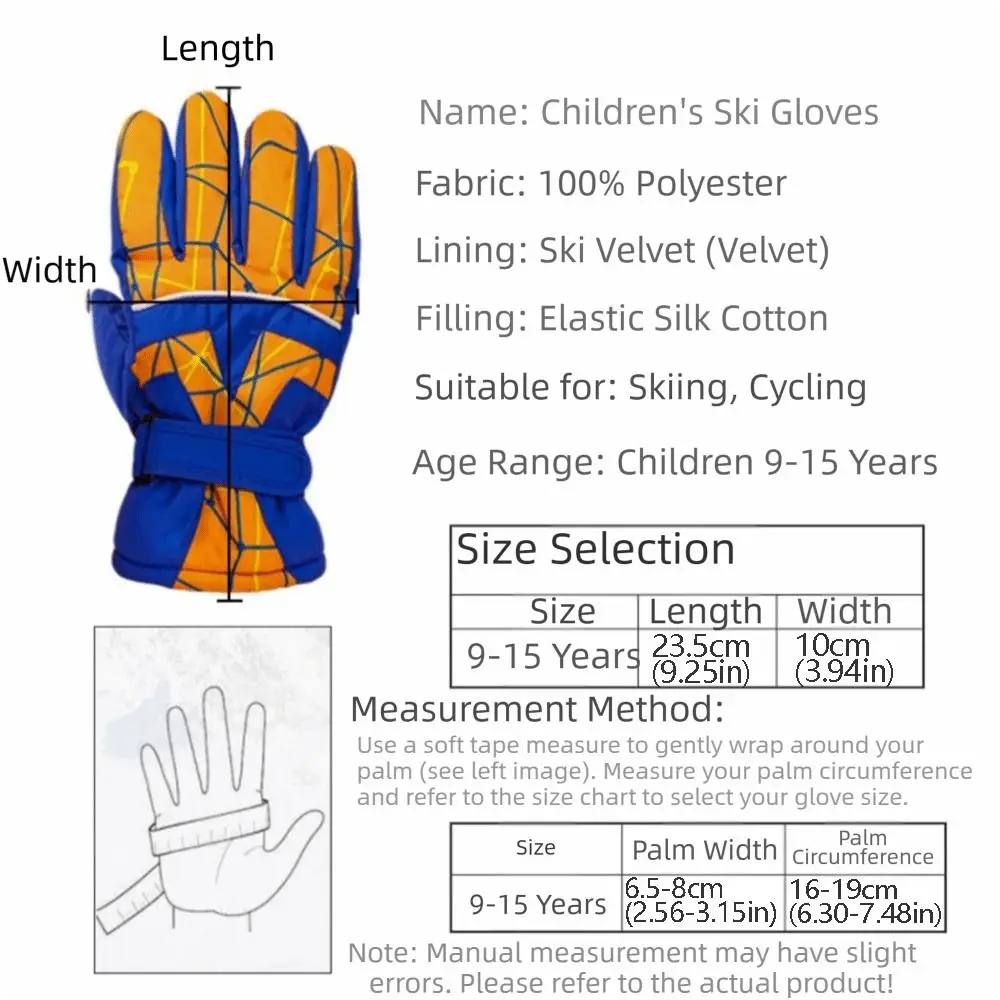Waterproof Children Snow Mittens Thicken Windproof Winter Snowboard Gloves Elastic Thermal Outdoor Thermal Gloves Winter Season