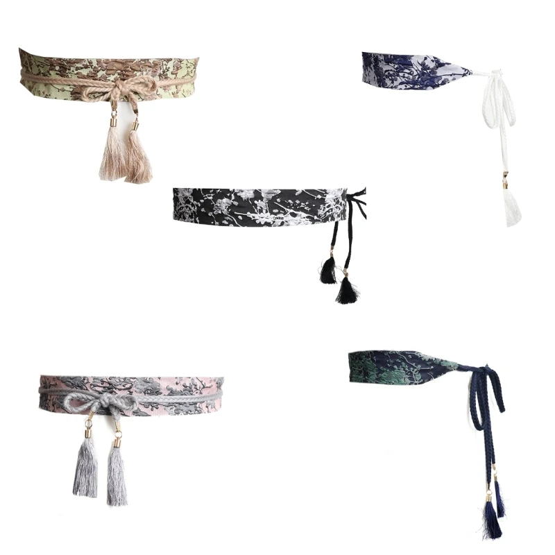 

Stylish Hanfu Tie Belt with Tassels Waist Belt Photo Props Ethnic Corset
