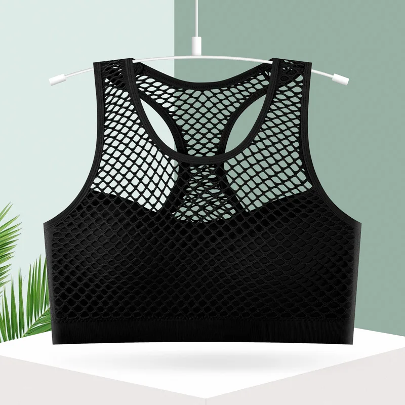 New Breathable Perforated Mesh Back Shock-absorbing Sports Bra, Fitness Yoga Bra, Bra Without Steel Ring Bra Top