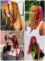 Perruque synthétique à une seule pièce pour femmes, extensions de cheveux longues et droites à clipser, couleur zèbre, extensions de cheveux en plumes, fausses extensions de cheveux 6