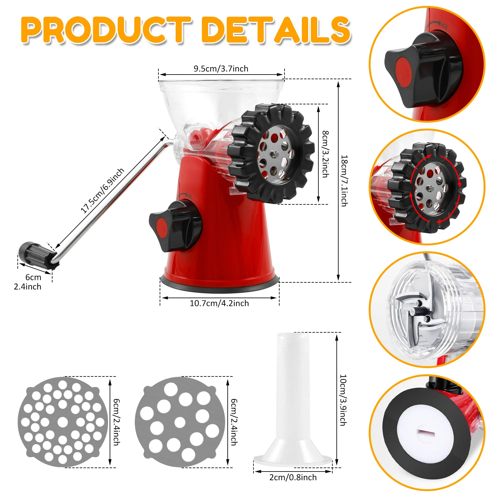 Meat Grinder 10.7&times;18&times;9.5cm Manual Meat Grinder with Hand Crank Food Grade Fast Cutting Mincer Multifunctional Mincer Sausage Maker Machine meat grinder
