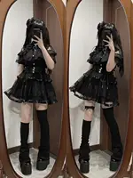 Japanese Mine Lolita Bow Shirt Subcultural Shirts Female Cute Black and White Lace Long-sleeved Short-sleeved Blouse Women - Image 4