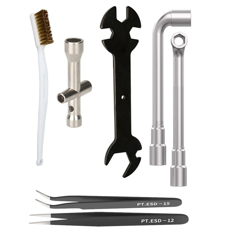 

Набор гаечных ключей для 3D принтера, торцевой ключ для чистки сопла, медная щетка, инструмент, пинцет, гаечный ключ для Ender 3, 5 цветов