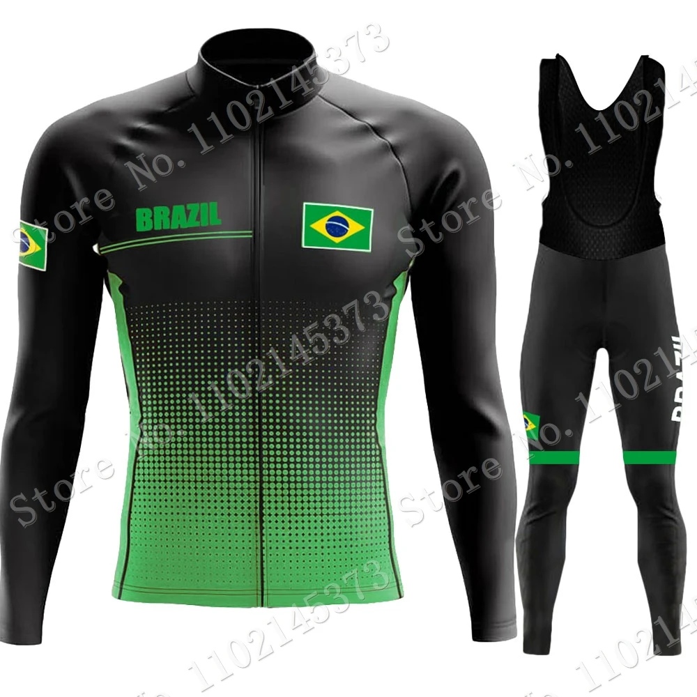 2023 Brasile National Team Cycling Jersey Set Manica Lunga Verde Ciclismo Abbigliamento Vintage Road Race Bike Jacket Suit Mtb Maillot