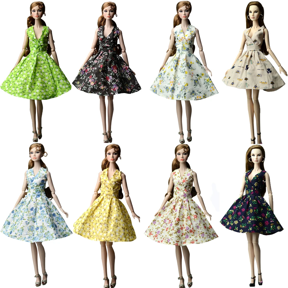 

Mix Style 1 Pcs Flower Countryside Floral Dress Party Skirt For Barbie Doll Clothes For 1/6 Dolls Outfits Doll Accessories JJ