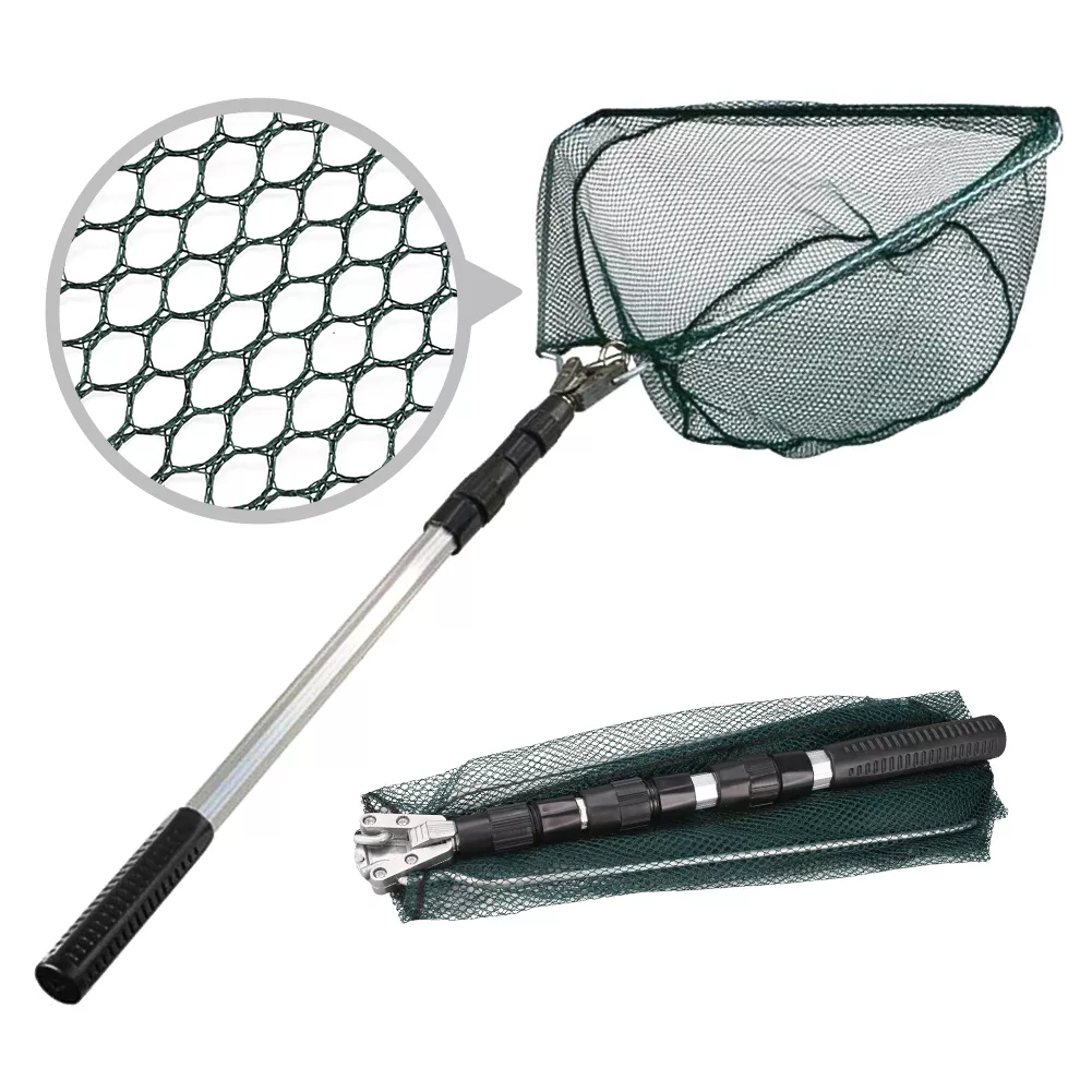 Filet de pêche télescopique pliable avec manche rétractable, accessoire  pour pêcher la carpe, les anguilles et le bar - AliExpress