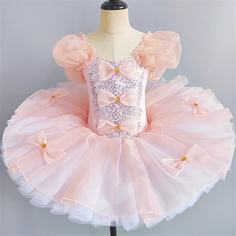 

2023 New Ballerina Fairy Prom Party Costume Kids Blue Sequined Flower Dress Girls Dance Wear Gymnastic Ballet Tutu Dress