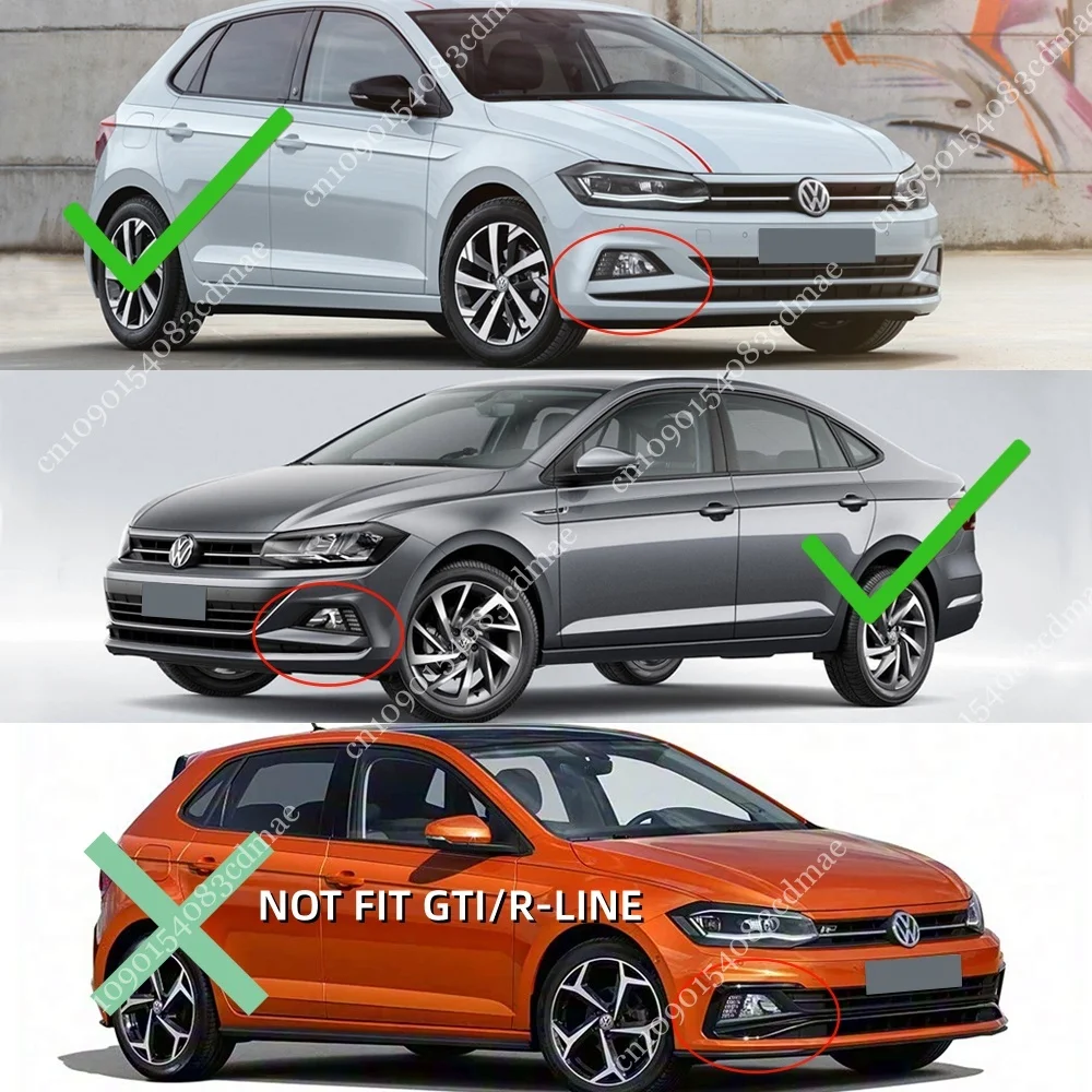 For Volkswagen VW Polo MK6 Hatch/Virtus-Front Bumper Side Fog Light Splitter Trim Glossy Black Wind Knife Custom Kit car accessories car bumper guards