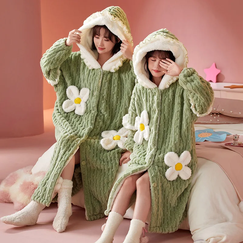 Child Bathrobe Kids Robe Long Sleeve Hooded Cartoon Shark Animal Boy Girls Winter Warm Thicken