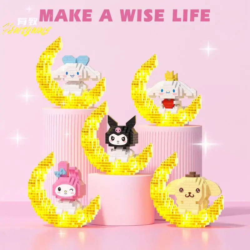 

Sanrio монтажный блок Kawaii Mymelody Kuromi почтовый Пом Пурин детская игрушка-пазл мультфильм Милая светящаяся искусственная кожа