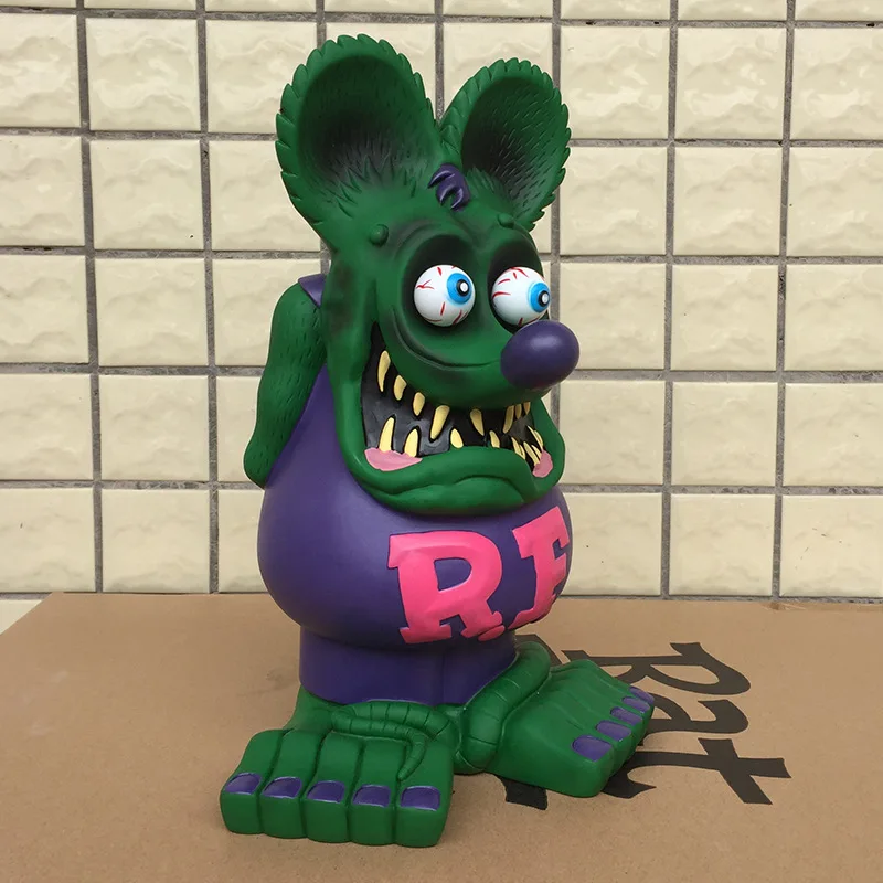 Nueva figura de vinilo de Rat Fink, modelo de decoración para habitación de muñecas, edición prémium, estatua de ratón loco de RF, figura de colección de juguetes de regalo