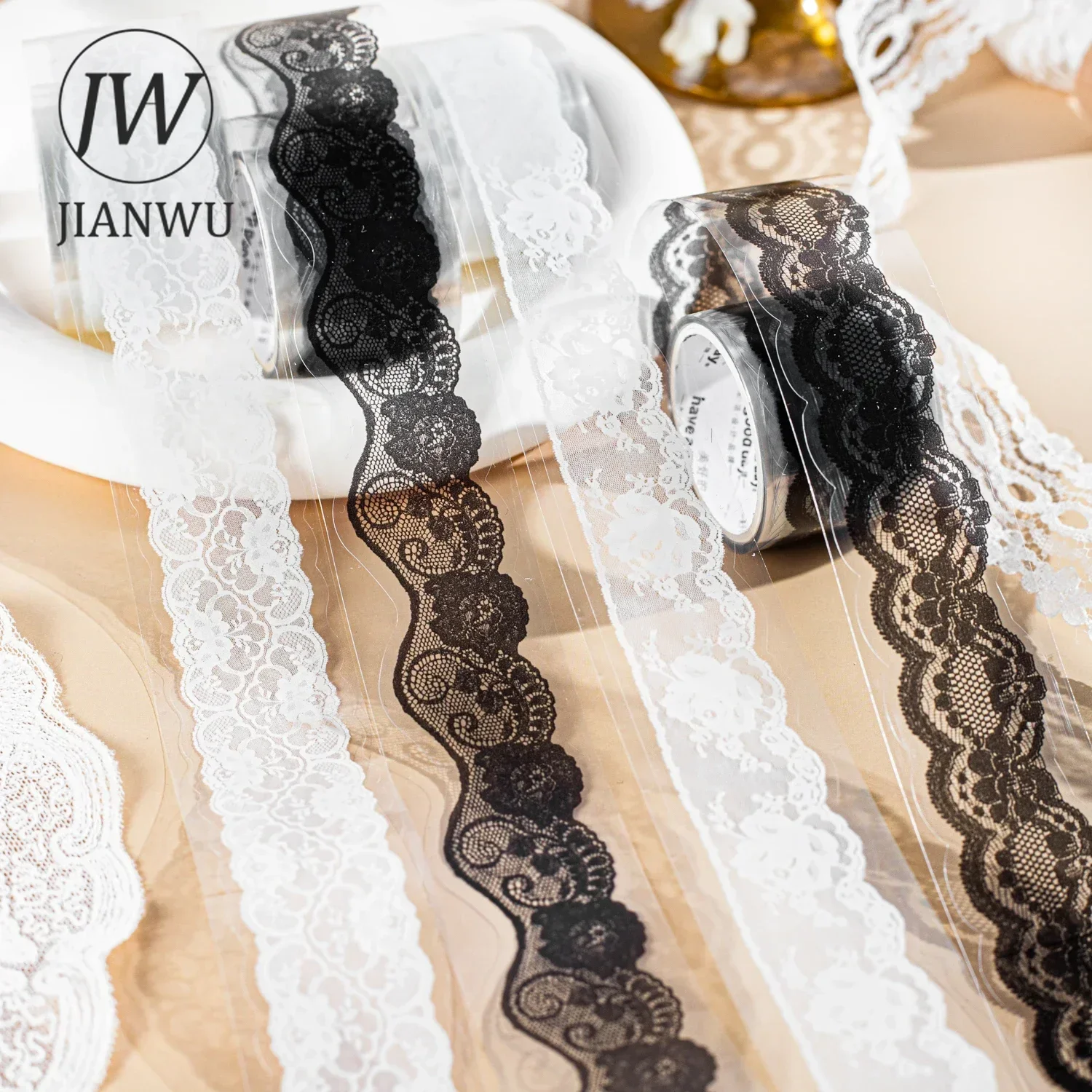 JIANWU 30mm*200cm Lace Ribbon Series Vintage Flower Lace Landscaping Material Collage PET Tape Creative DIY Journal Stationery 3