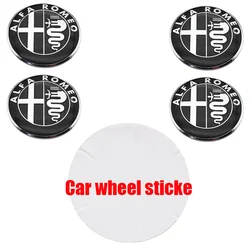 Alfa Romeo 3D Car Emblem Wheel Center Hub Badges - 4pcs Dust - Proof Styling Accessories for 60mm wheel sticker (Alfa black silver)