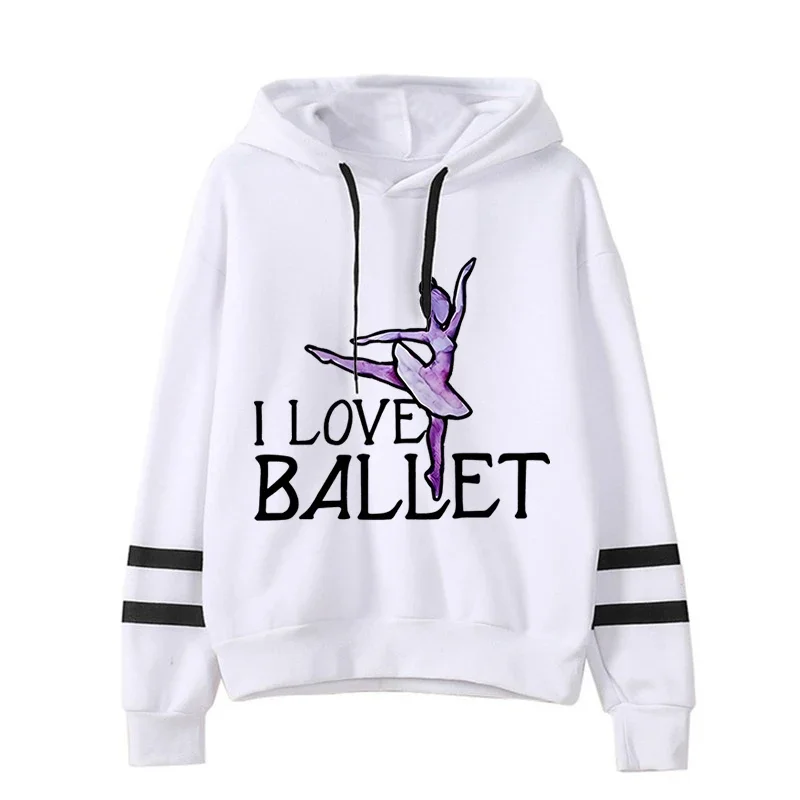 

I Love Ballet Print Hoodies Ballet Dancer Winter Clothes Women Korean Casual Sweatshirt Harajuku Streetwear Female Y2k Hoody
