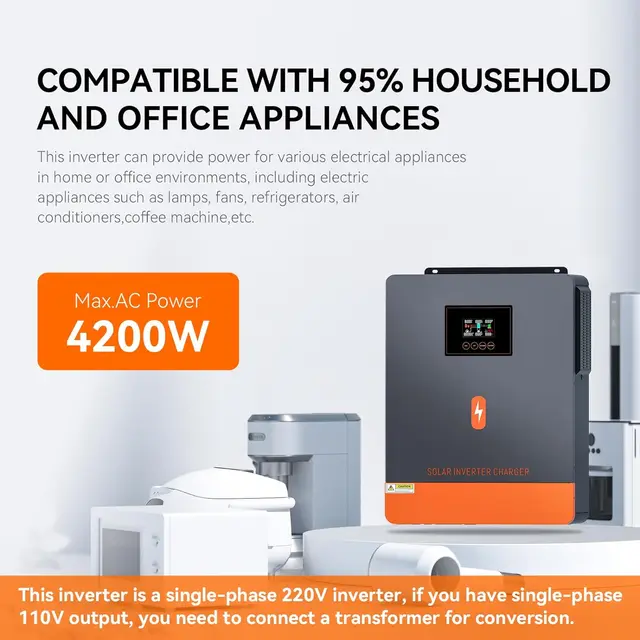 PowMr 6.2KW 4.2KW Hybrid Inversor With 120A MPPT Solar Charger Controller DC 24V 48V To 230V AC Pure Sine Wave On-Grid Inverter 2