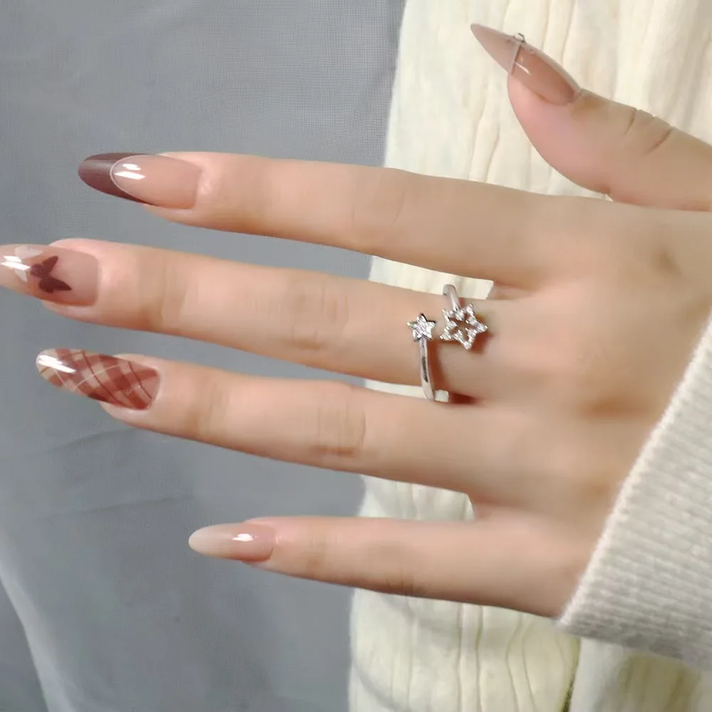 925 Silver Moon Tassel Opening Female Fashion Ins Ring