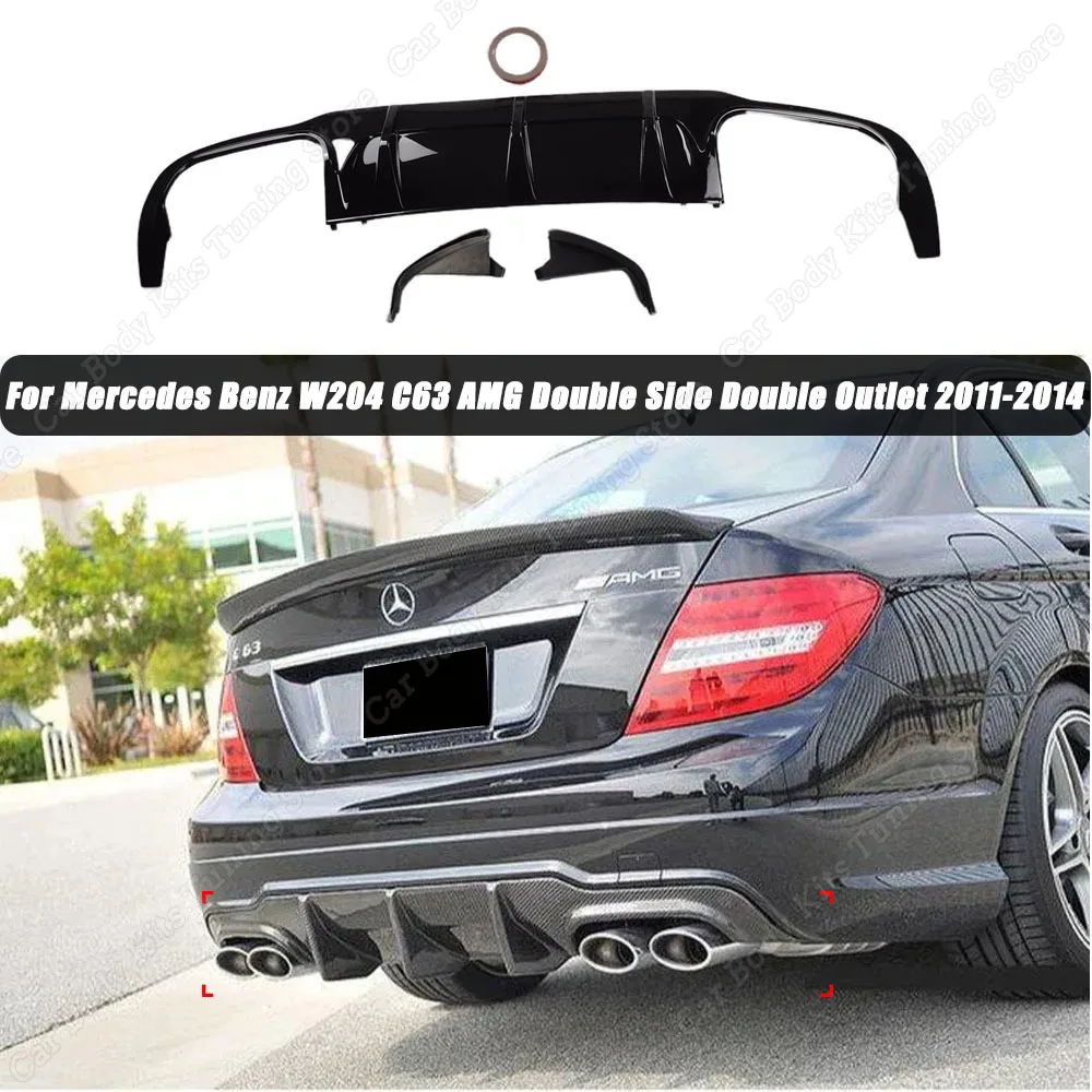 

For Mercedes Benz W204 C63 AMG Double Side Double Outlet 2011-2014 Facelift Rear Bumper Lip Spoiler Splitter Accessoire Tuning